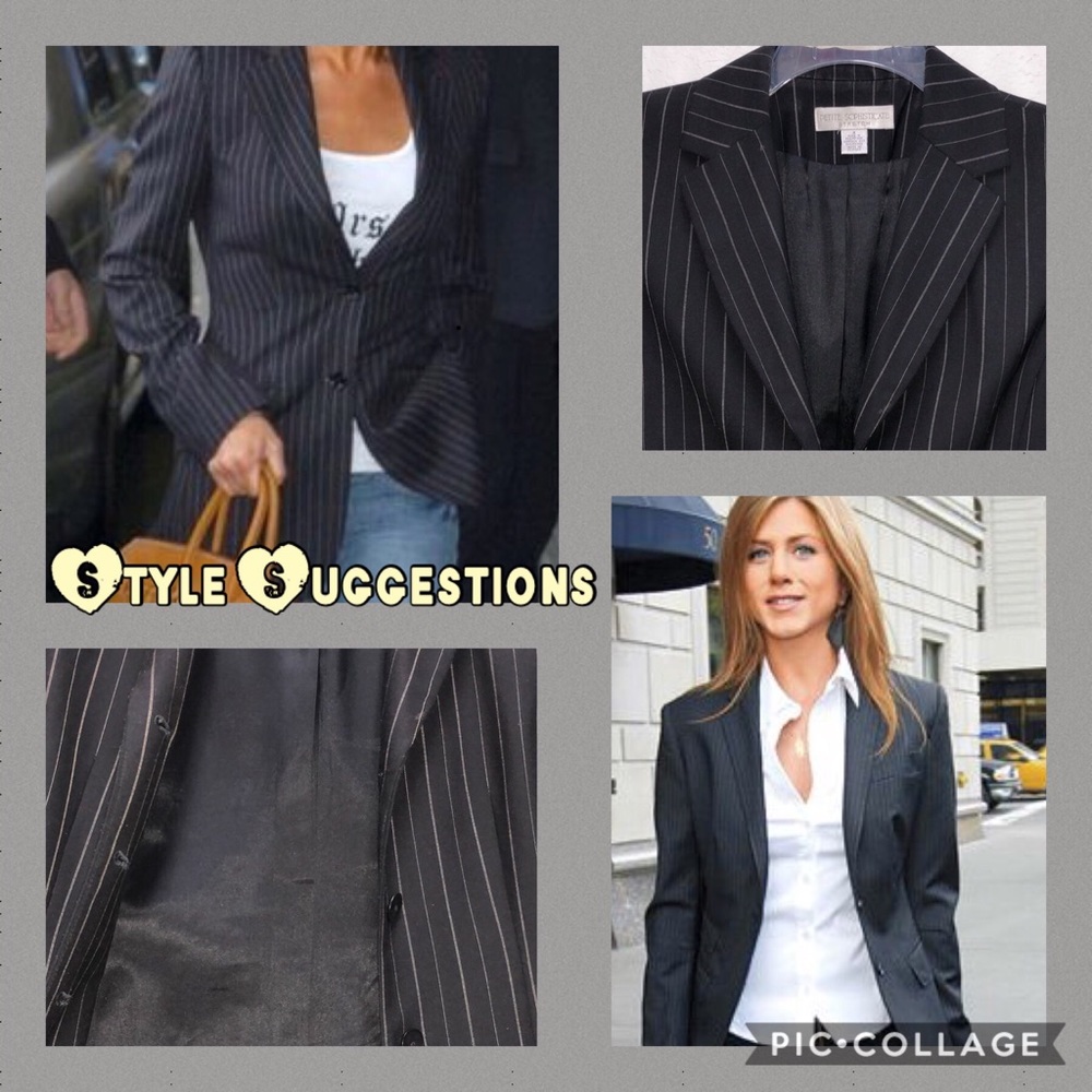 🦋NWOT Black with Cream Pinstripe Blazer